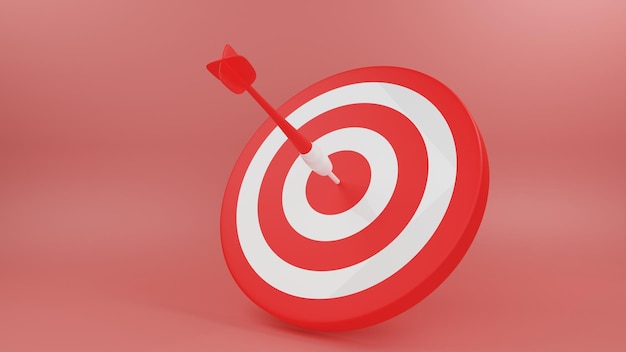 3d render illustration of arrow hit the center of target Business target achievement concept