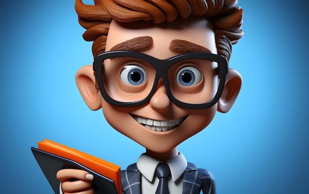 3d render illustration of boy doctor wears glasses Medecin concept with copy space for text