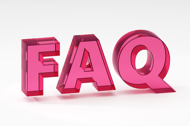 3d render illustration of FAQ letter on red block cubes on light blackground Frequently asked questions