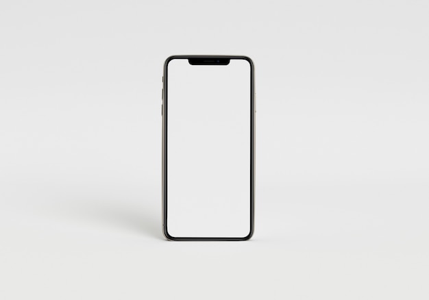 3d render illustration hand holding the white smartphone with full screen and modern frame less desi