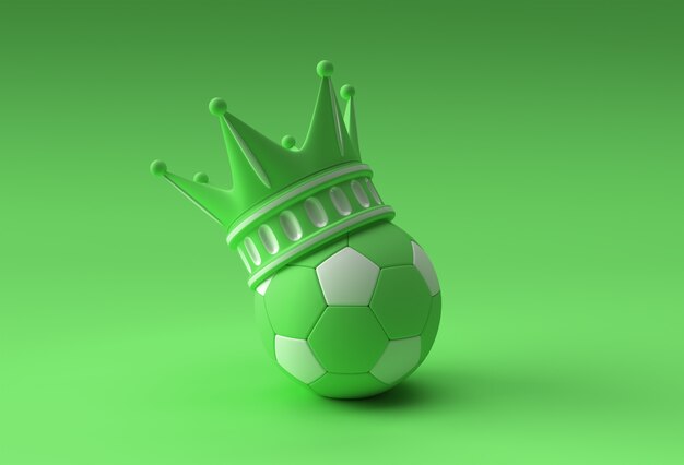 3D Render Illustration Turquoise Crown with Football isolated on Color Background