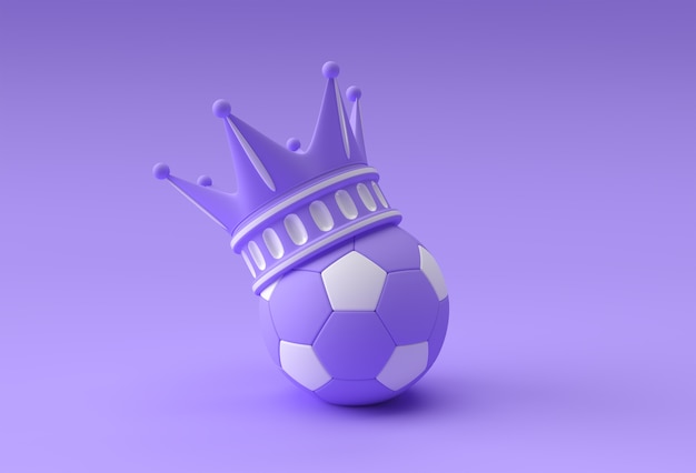 3D Render Illustration Turquoise Crown with Football isolated on Color Background