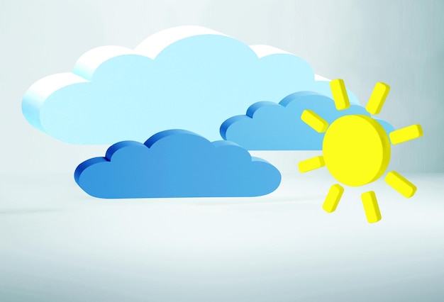 3d render illustration weather symbol sky and sun