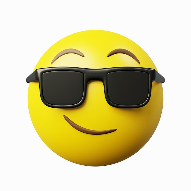 3d render image smirking cool yellow emoticon or emoji