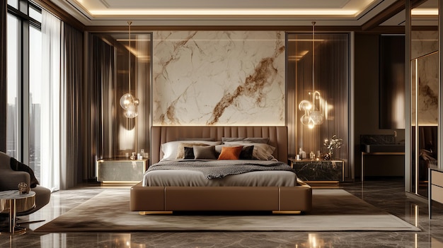 3d render of interior in the bedroom modern style on base