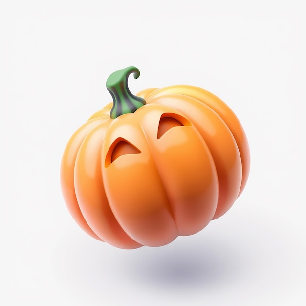 Photo 3d render of a jackolantern pumpkin with green stem and eyes cut out