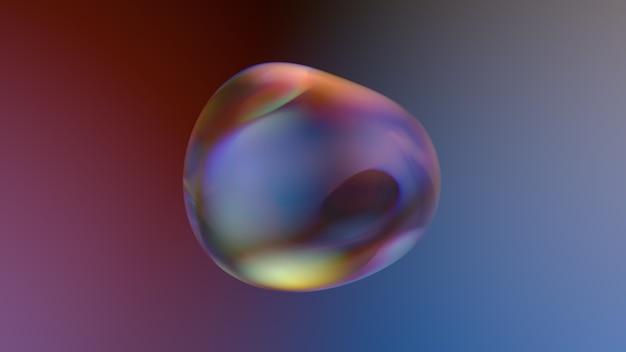 3d render of liquid bubble. Glass bubble morphing with refraction and blurred background.