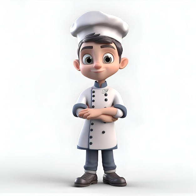 3D Render of a Little Boy chef with a white background