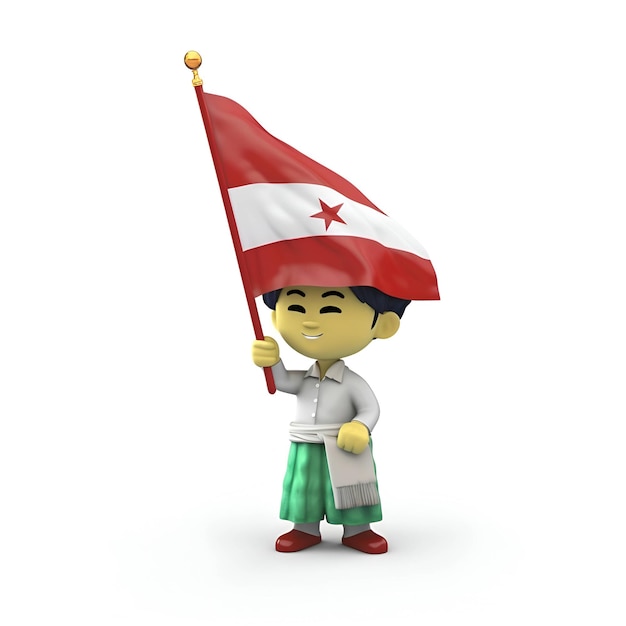 3D Render of Little Boy with Flag of Djibouti