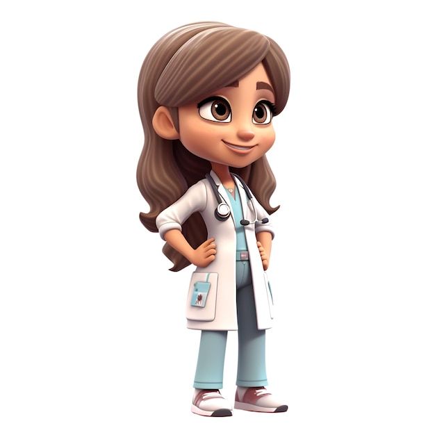 3D Render of Little Doctor with stethoscope on white background