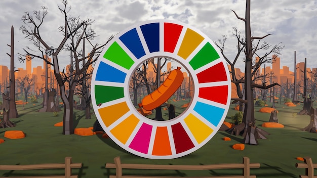 3D render and low poly Graphic resources for sustainable development goals biodiversity a growing economy and ecology