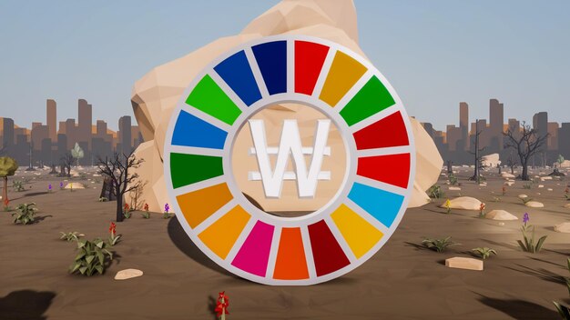 3D render and low poly Graphic resources for sustainable development goals biodiversity a growing economy and ecology