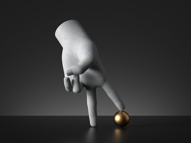 3d render, mannequin hand, ball game.