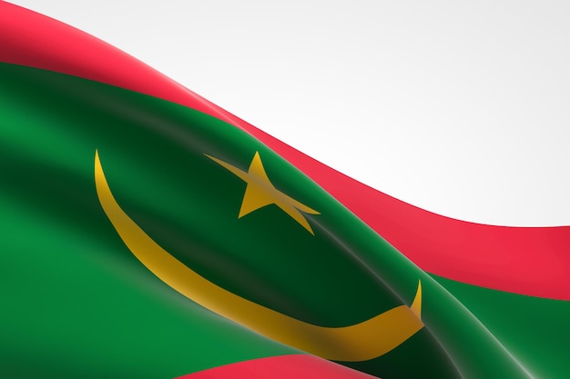 3d render of the Mauritania flag waving.