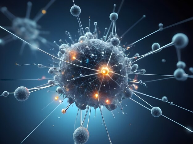 3d render medical Innovation concept High Tech Futuristic Particle Network Abstract background