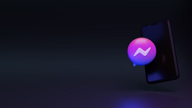 3d render of messenger icon with smartphone or mobile Social Media Advertisement