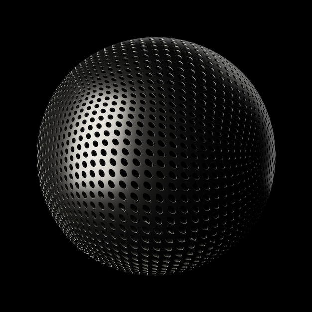 3d render metall background. Displacement surface. Random patterns extruded from the sphere shape.