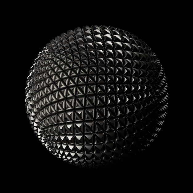 3d render metall background. Displacement surface. Random patterns extruded from the sphere shape.