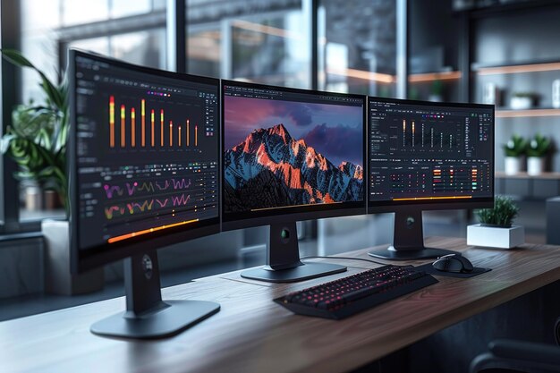 3d render of a minimal elegant control center with three monitors flat white background soft lighting ar 32 style raw stylize 750 Job ID d7e473576c2b4ce98371f4cb3e19da22