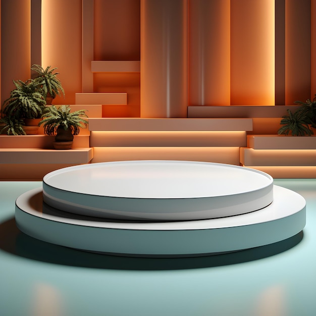 3d render of minimal geometric forms podium for product presentation AI Generative Illustration P