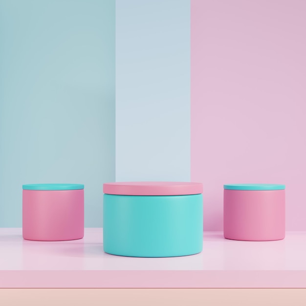 3D render Minimal scene with podium and abstract background Pastel colors with Geometric shapes