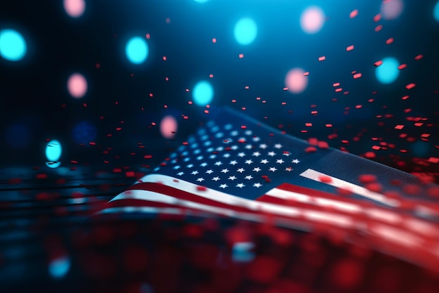 3D Render Minimalist America flag bokeh background with minimalist symbol Generative AI