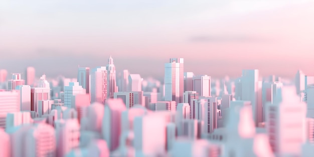 3D render of a modern futuristic cityscape with pastel colors and skyscrapers Concept Cityscape Futuristic Design Pastel Colors Skyscrapers 3D Rendering