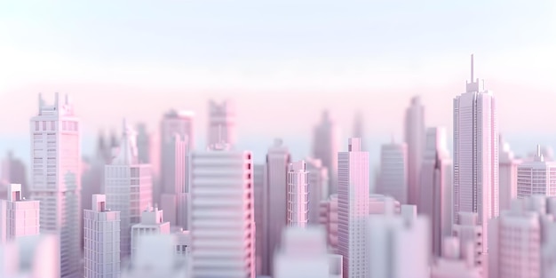 3D Render of a Modern Futuristic Cityscape with PastelColored Skyscrapers Concept Cityscape Futuristic Design 3D Render Modern Architecture Pastel Colors