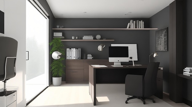 3d render of a modern home office