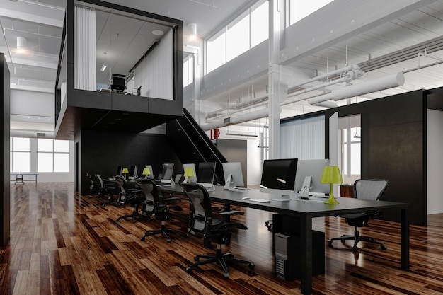 3d render of modern office interior space