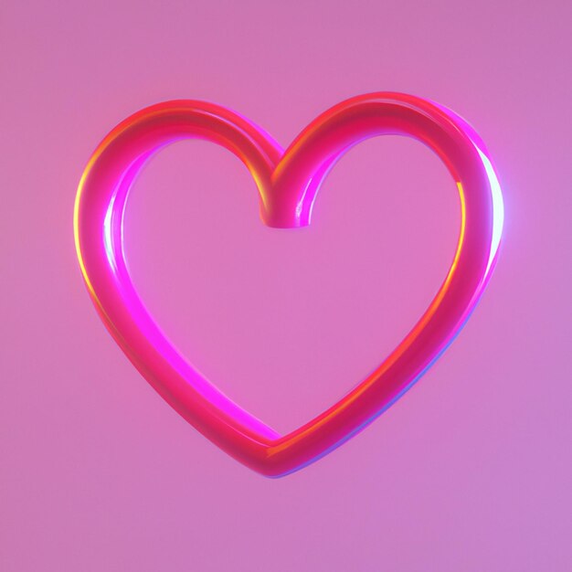 3d render neon pink heart symbol sign on pastel background create with generative ai technology	.