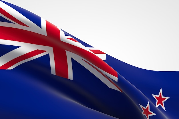 3d render of the New Zealand flag waving.