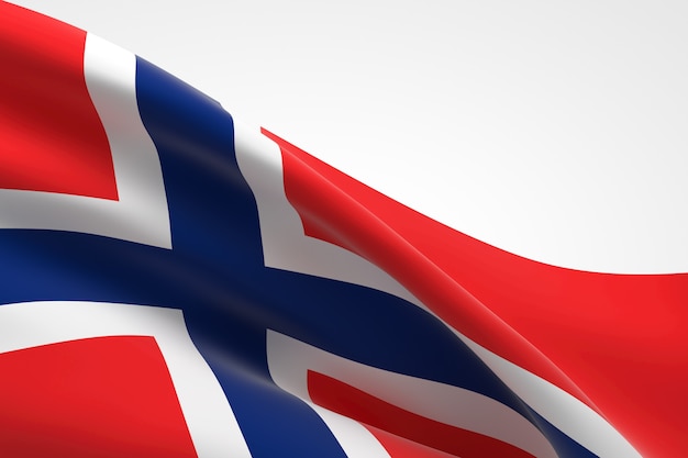 3d render of the Norwegian flag waving.