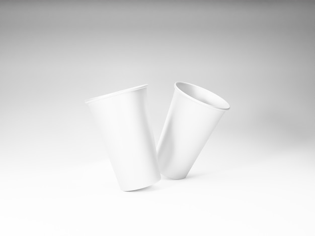 3d render paper coffee cup mockup photo on white background