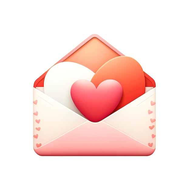 3D Render Paper Hearts Icon Inside Envelope In Pastel Color