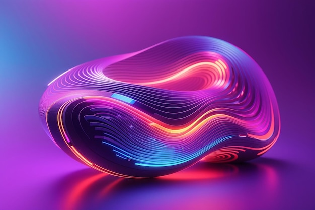 3d render perfect shape aesthetic colorful background with abstract shape glowing in ultraviolet spectrum curvy neon lines Futuristic energy concept