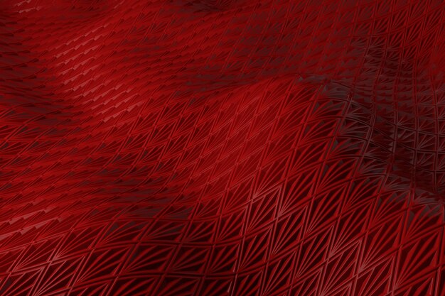 3d render plastic background with reflections. Displacement surface. Random patterns extruded from the wavy shape.