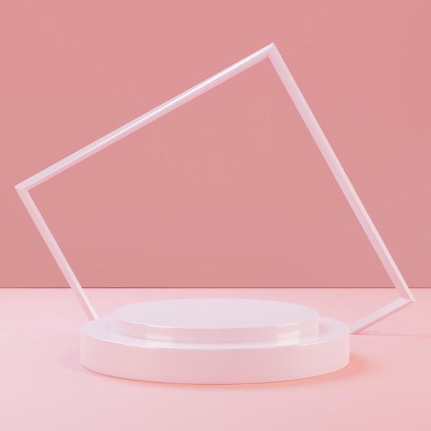 3d render podium product display minimalist pink pastel theme