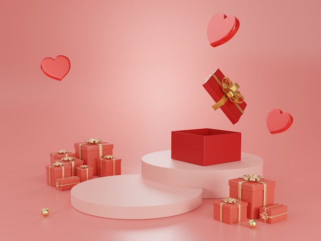 3d render podium for valentine.