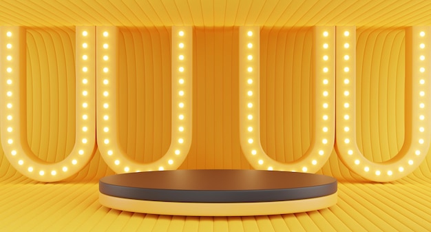 3d render of podium with light bulb for product display