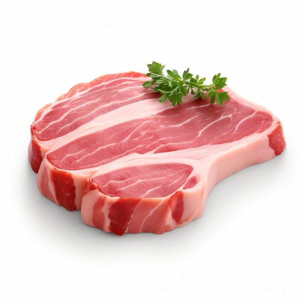 3d render pork slice isolated white background generative AI