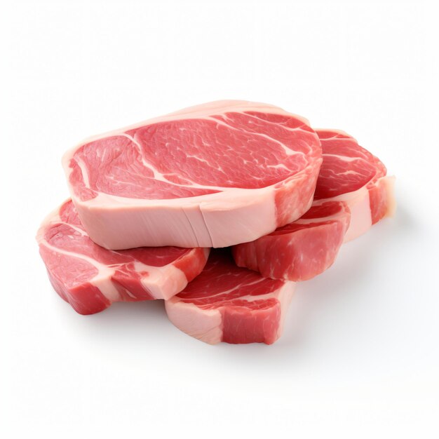 3d render pork slice isolated white background generative AI