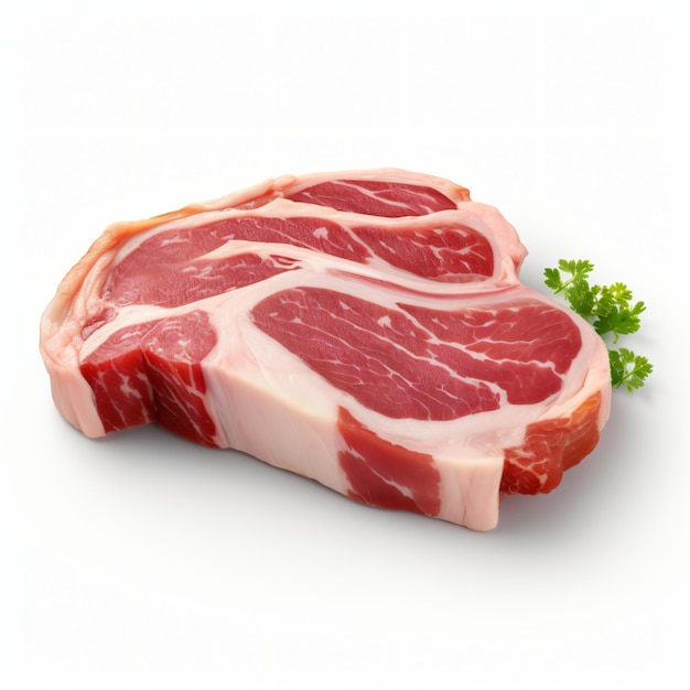 3d render pork slice isolated white background generative AI