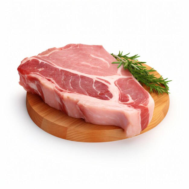 3d render pork slice isolated white background generative AI