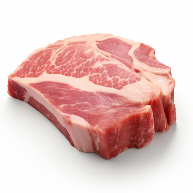 3d render pork slice isolated white background generative AI