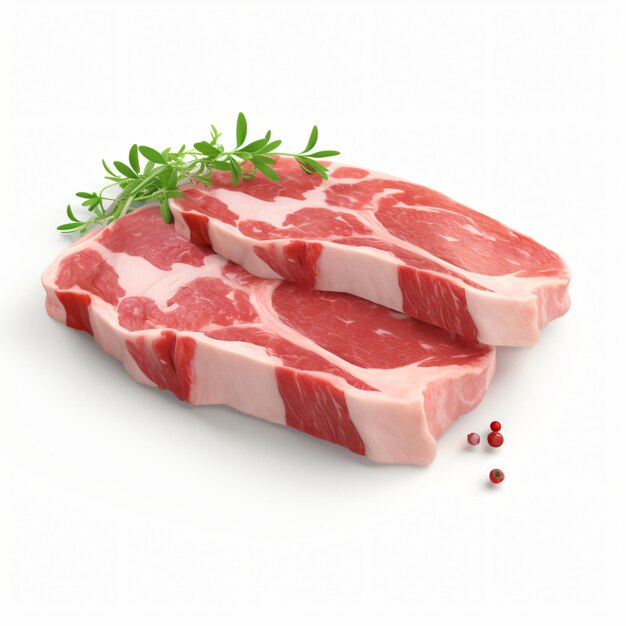 3d render pork slice isolated white background generative AI