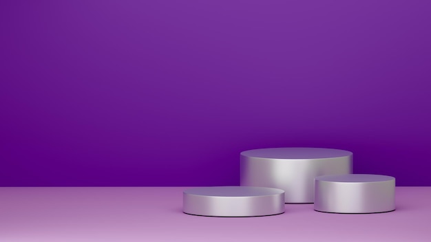 3d render product display podium background Matte pedestal Violet color Stand to show cosmetic products