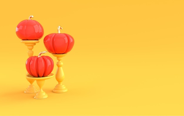 3d render pumpkin on pedestal Minimal concept Holiday decoration pumpkin for celebration halloween