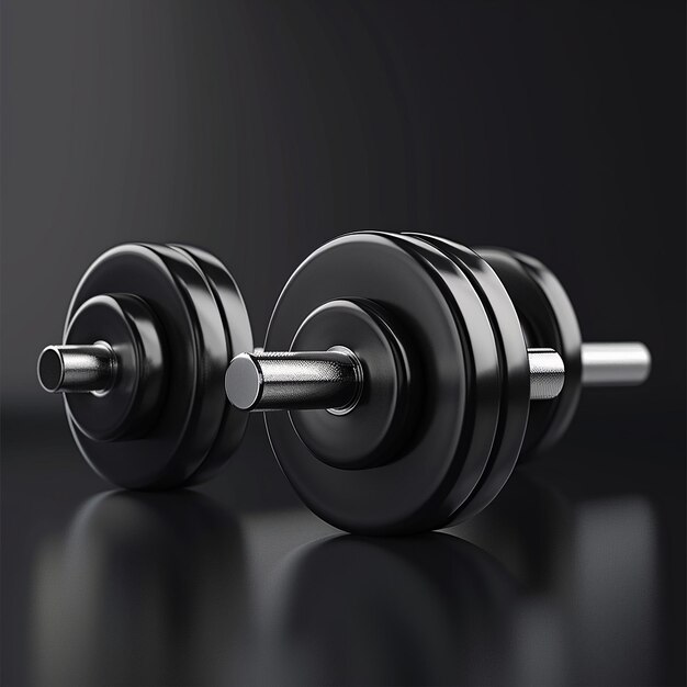 Photo 3d render of realistic detailed dumbbells set