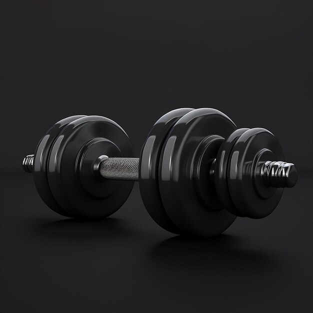 Photo 3d render of realistic detailed dumbbells set